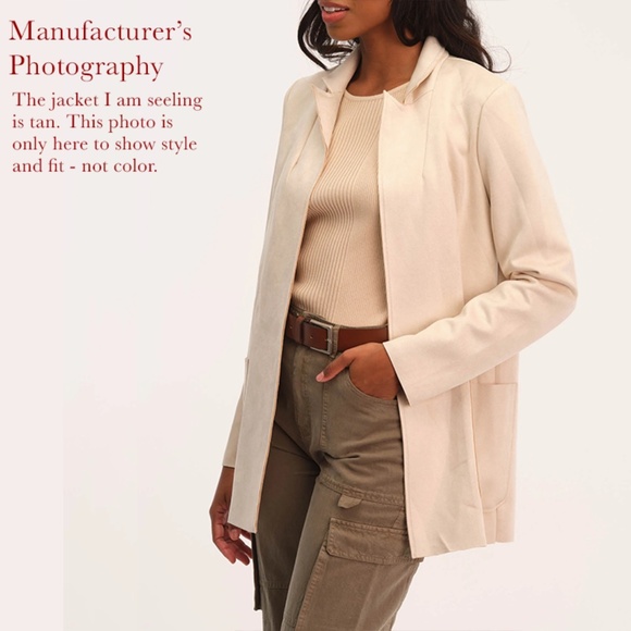 Faux Suede Peak Lapel Jacket - Picture 2 of 11